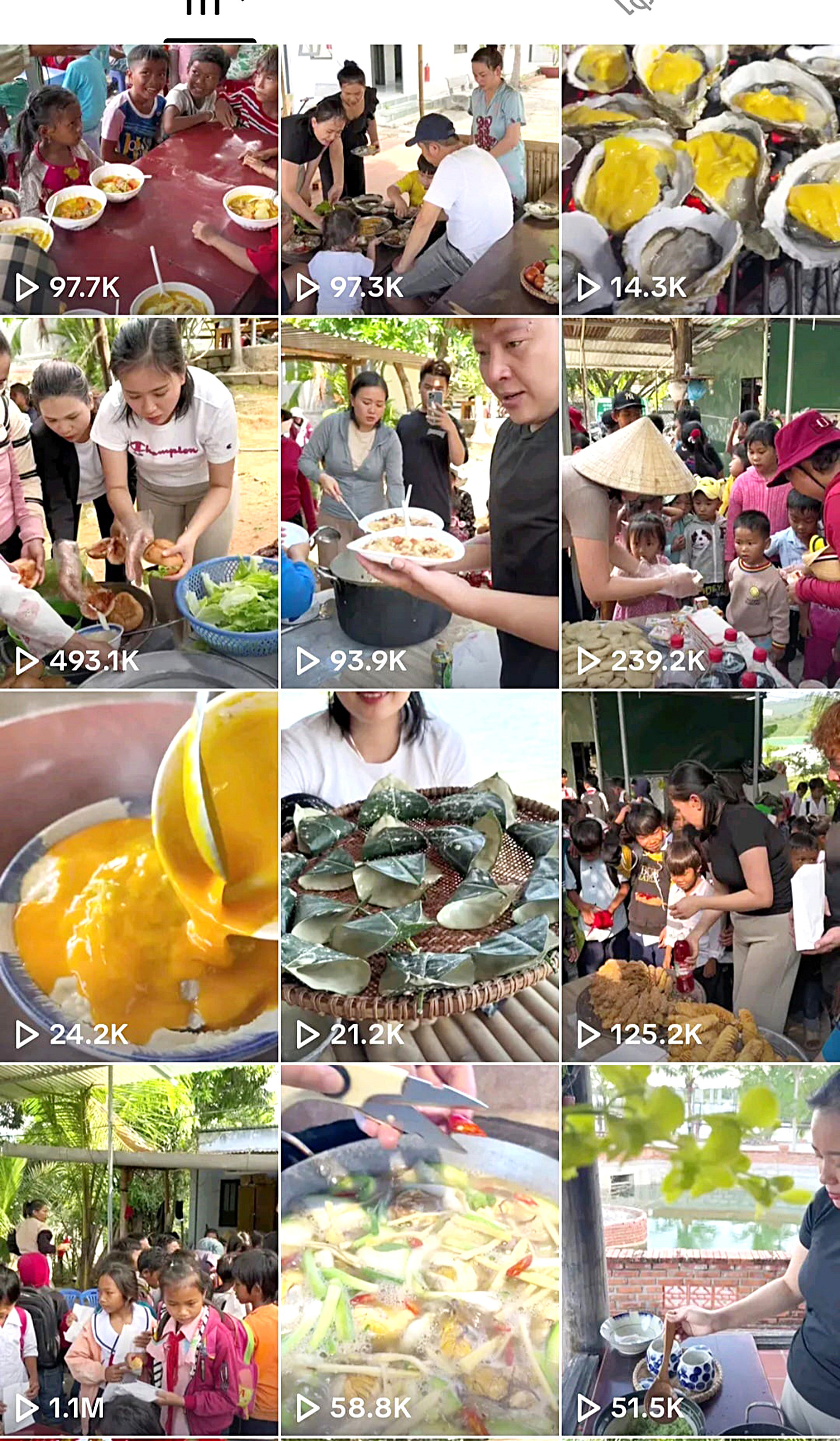 Kênh TikTok “Cô Trinh Cam Lâm” thu hút nhiều lượt xem bởi những suất ăn gửi đến trẻ em dân tộc thiểu số - Ảnh: chụp màn hình